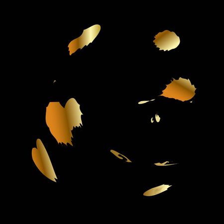 Gold shiny glowing vintage brush strokes isolated on black background. Golden luxury, realistic. Vector illustrationのイラスト素材