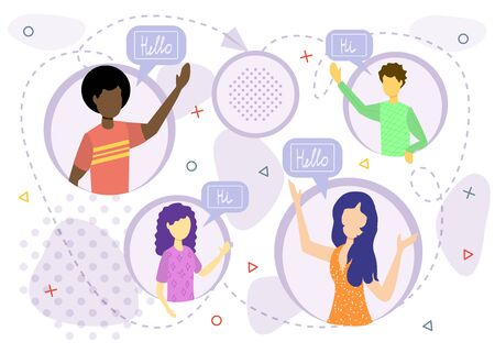 We are hiring or join our team trendy concept with happy colleagues, young specialists or coworkers vector illustration. Business partnership or startup team bonded relationships.のイラスト素材