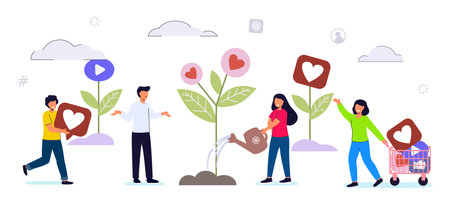 Like time Concept of referral marketing Refer a friend loyalty program Promotion method People...