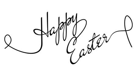 Happy Easter lettering text Egg ornament holidays design sketch Drawn Resurrection Sunday postcard, card, invitation, poster, banner template lettering typography Seasons Greetingsのイラスト素材