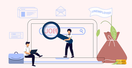 Unemployment concept Dismisses employee Jobless troubles Work crisisのイラスト素材