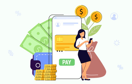 Online money transfer Digital wallet Mobile paymentsのイラスト素材