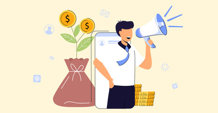 Refer a friend concept Business partnership strategyのイラスト素材