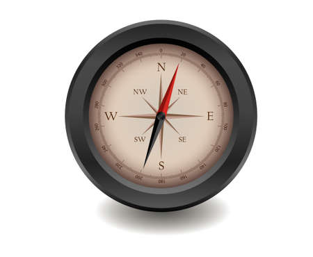 Black realistic compass on white backgroundのイラスト素材