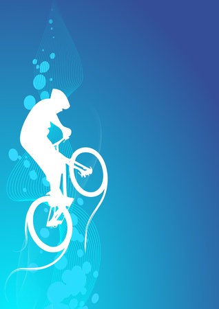 Bike jumping his background (magazine, web) のイラスト素材