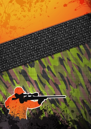 Abstract grunge hunting man background with spaceの写真素材