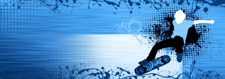 Abstract grunge Skate jumping background with spaceの写真素材