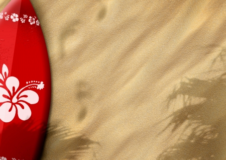 surfboards on sand color background with spaceの写真素材