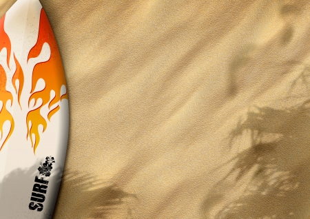 surfboards on sand color background with spaceの写真素材