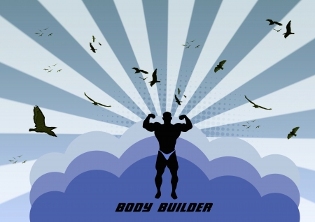 Abstract grunge bodybuilder poster background with spaceの写真素材
