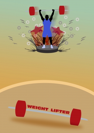 Abstract color Weight-lifter poster background with spaceの写真素材