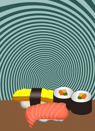 Food poster: Sushi menu color background with space の写真素材