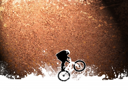 Abstract grunge BMX cyclist sport background with spaceの写真素材