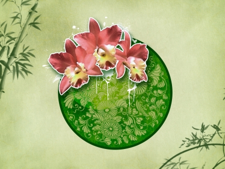 Grunge color flower poster background with spaceの写真素材