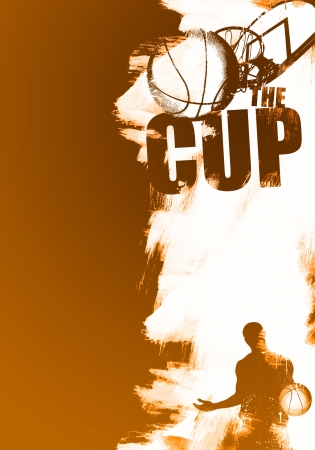 Abstract color basketball man and ball poster background withs spaceの写真素材