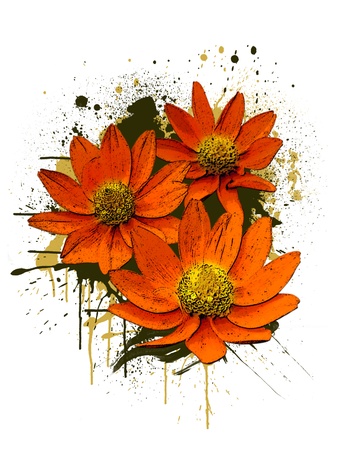 Grunge color flower poster background with spaceの写真素材