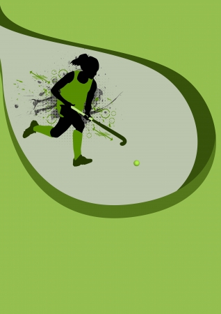 Grass hockey sport poster background with spaceの写真素材
