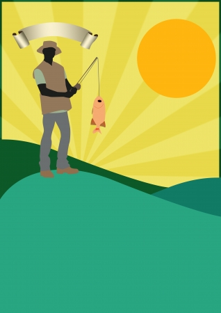 Fishing man poster or flyer background with spaceの写真素材
