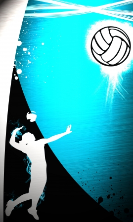 Volleyball jumping girl sport background with spaceの写真素材