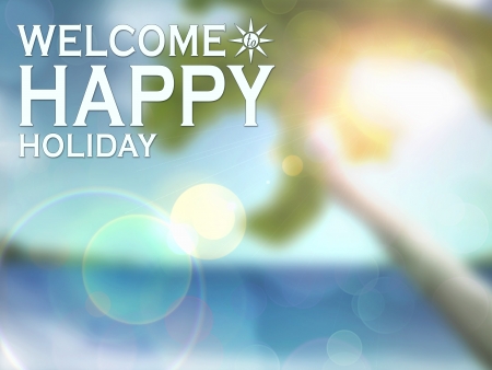 Happy summer holiday poster blur background with spaceの写真素材