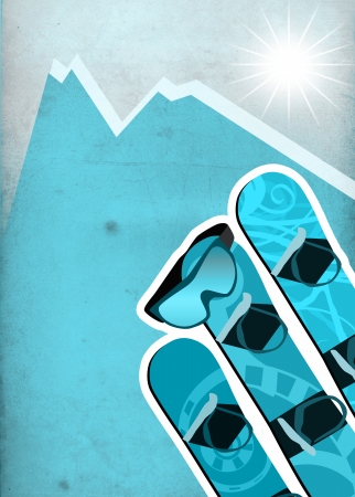 Winter sport, snowboard poster or flyer background with spaceの写真素材