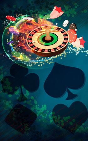Casino roulette invitation poster, flyer and other advert background with empty spaceの写真素材