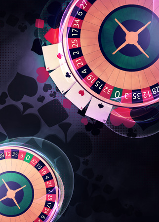 Casino roulette invitation poster, flyer and other advert background with empty spaceの写真素材