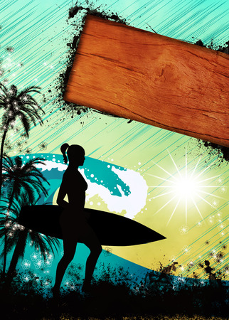 Summer surf sport invitation advert background with empty spaceの写真素材