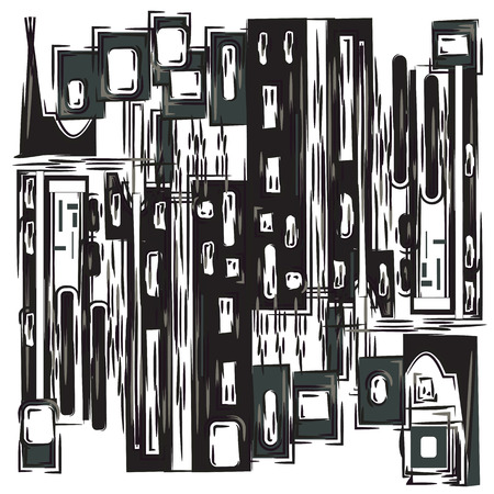 City abstract illustration Black sketch on a white backgroundのイラスト素材