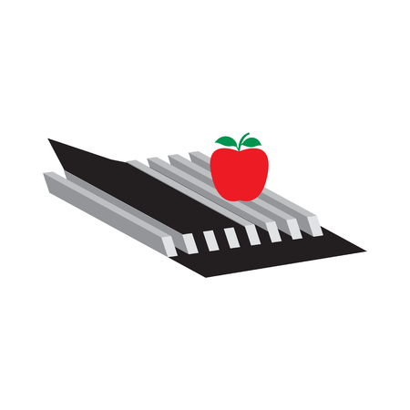 abstract black-and-white and red apple graphic design element isolated modern creative white backgroundのイラスト素材