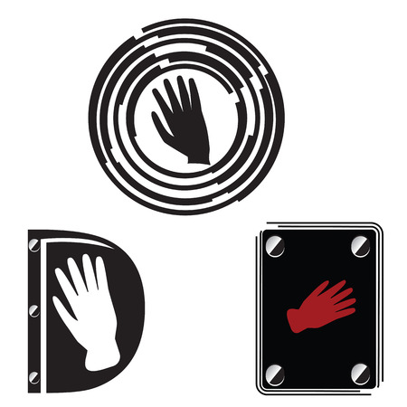 set white and black gloves hand abstract round square frame isolated on white background for design elementのイラスト素材