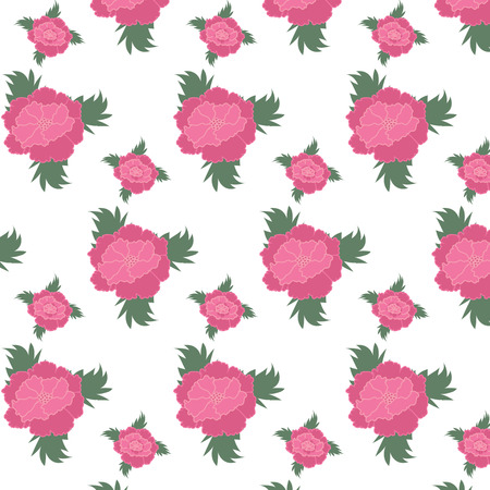 peony pink flowers white background abstract drawing seamlessのイラスト素材