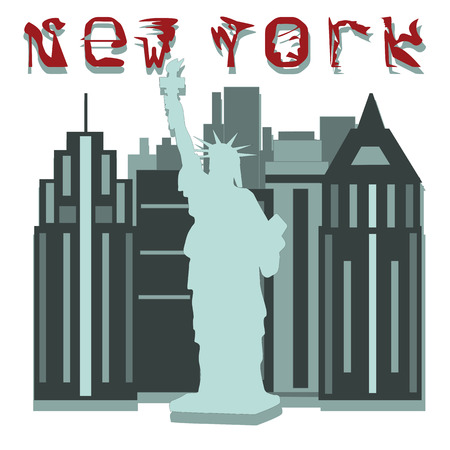 New York Statue of Liberty symbol decorative letters isolated abstract drawing  white backgroundのイラスト素材