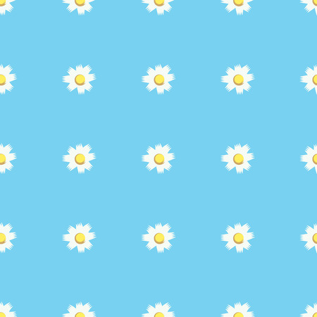 White daisies on a blue background spring summer patternのイラスト素材