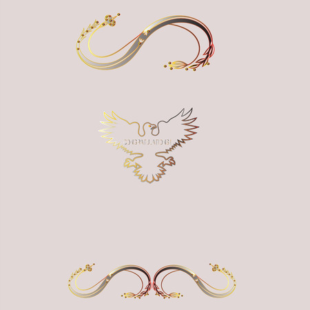 greeting card decorative ornament silhouette eagle inscription congratulates art abstract creative illustration of a delicate light backgroundのイラスト素材
