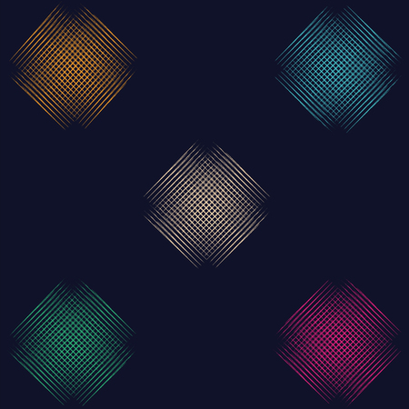 abstract modernist style graphics bright cage with cells on a dark blue background isolated design elementのイラスト素材