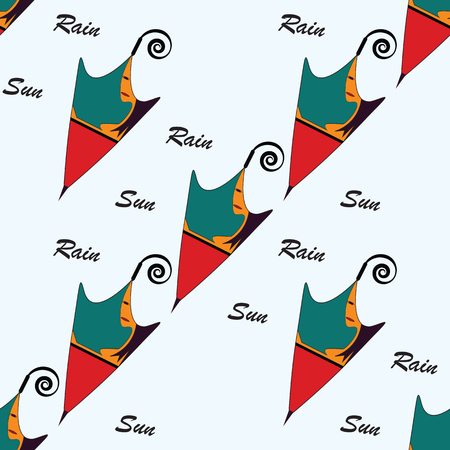 umbrella applique woman face graphic art abstract inscription sun rain modern creative white background patternのイラスト素材