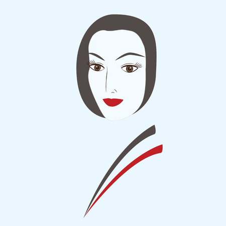 woman face white-black-red classical style art illustration Cosmetics light backgroundのイラスト素材