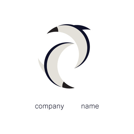 two dolphins logo abstract black and white graphic design element isolated modern creativeのイラスト素材