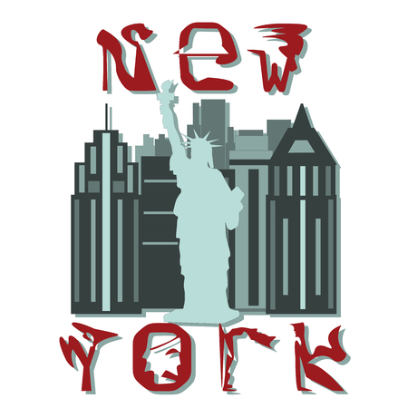 decorative letters NY Statue of Liberty isolated abstract drawing white backgroundのイラスト素材