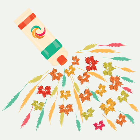 tube of paint multicolor autumn leaves isolated art abstract illustration light backgroundのイラスト素材