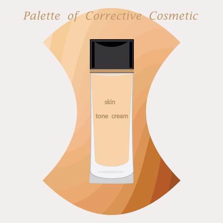 bottle and the original pallet foundation for skin isolated modern creative art illustration light background for cosmetic shop of salonのイラスト素材