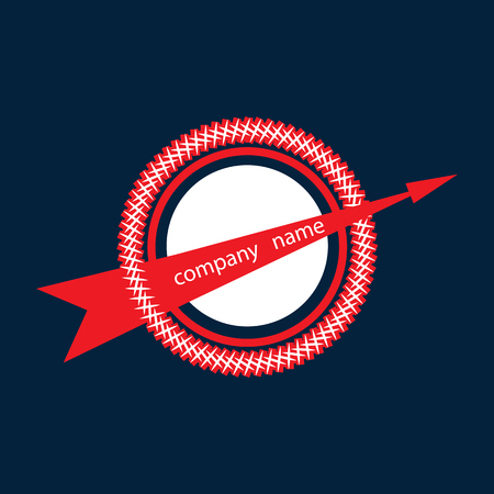 circle pierced by an arrow, color: red-white isolated abstract modern creative design element blue backgroundのイラスト素材