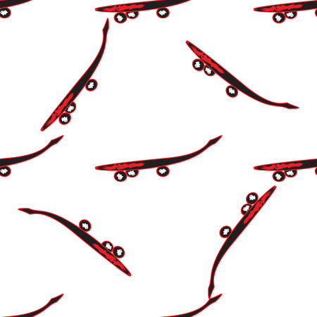 Skateboard red black three-wheeled light background patternのイラスト素材