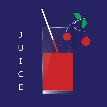 glass of cherry juice fruit isolated art abstract blue backgroundのイラスト素材