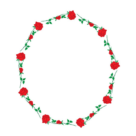 red rose form a circular frame on the white background greeting cards invitations of the wedding, birthday  Valentine's Day Mother's Dayのイラスト素材
