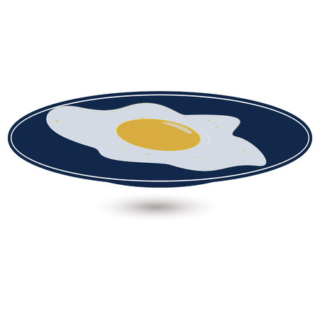 fried eggs sunny side up blue plate isolated on a white background Modern Art Abstract creative illustrationのイラスト素材