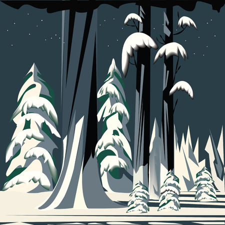 winter landscape trees snow dark background abstract art minimalism modern creative illustrationのイラスト素材