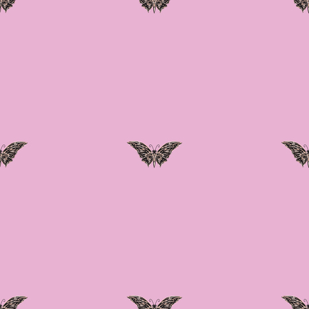butterfly decorative patern on a pink spring summer backgroundのイラスト素材
