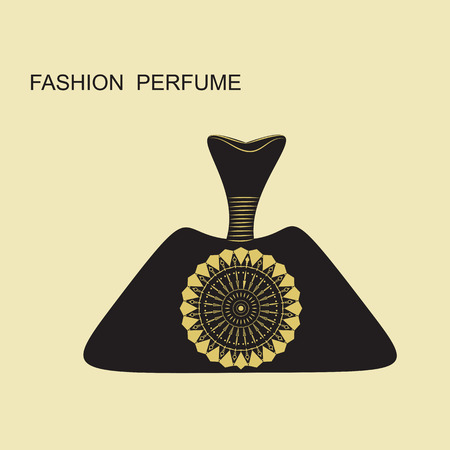 perfume bottles on a light background black decor gold patternのイラスト素材